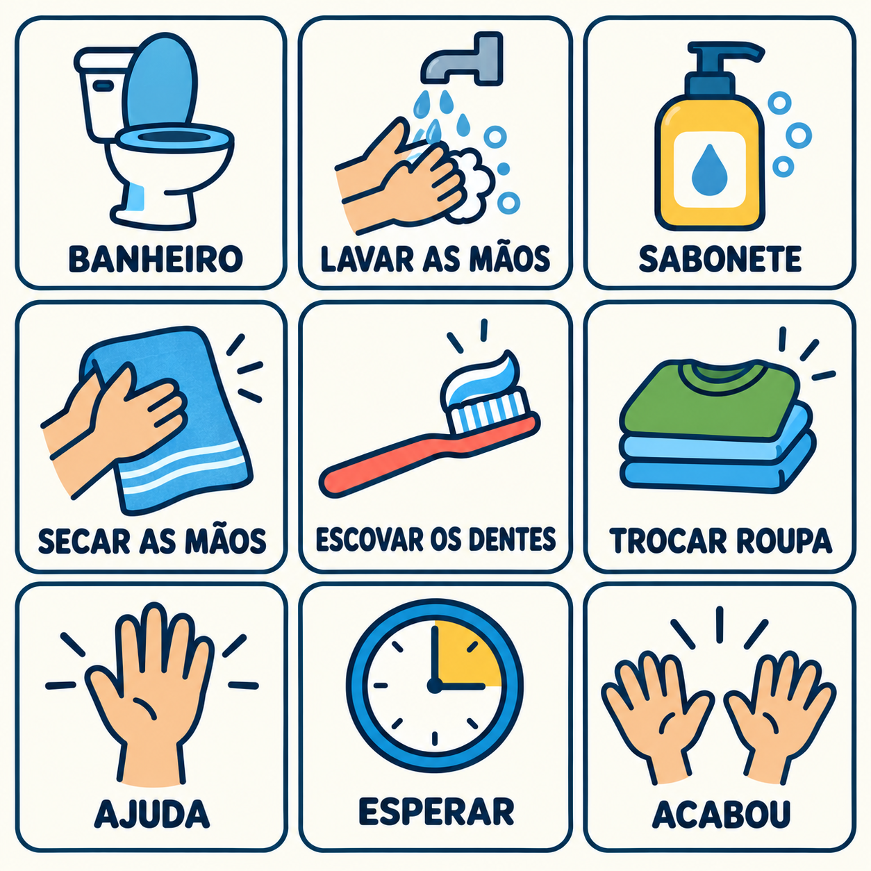 Prancha de comunicação IM ASK: Higiene